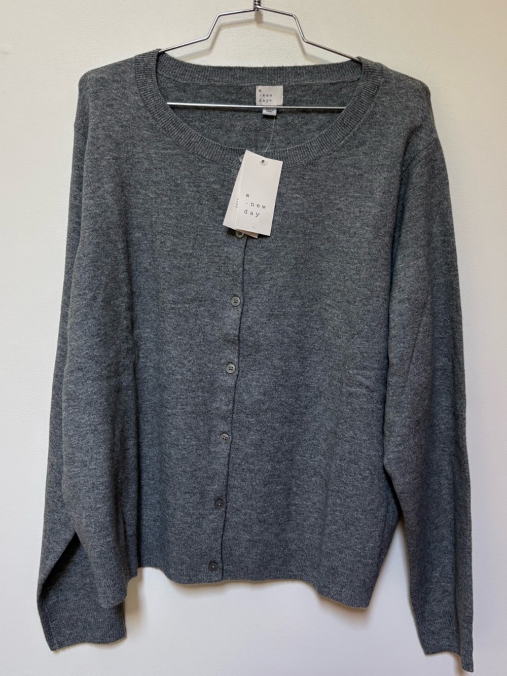 Brand New Target A New Day Women's Gray Button-Up Crewneck Sweater Size 1X